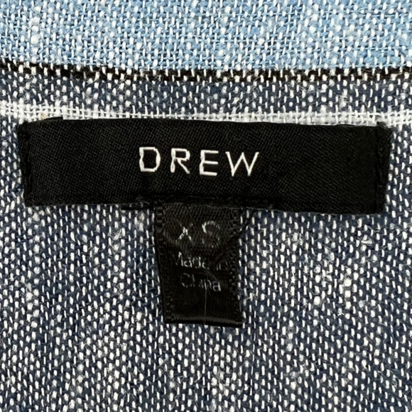 Drew Dress Womens XS Morgan Blue Striped Sleeveless Tie Front Linen Blend Shift - Picture 10 of 12